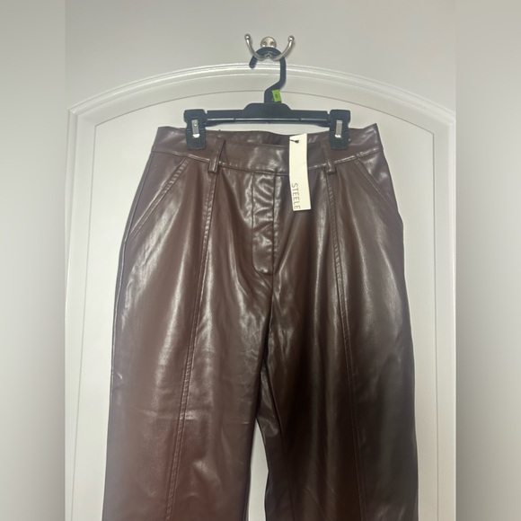 Steele Brown Faux Leather Pants size small NWT - Picture 4 of 11